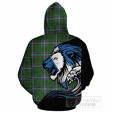 Pringle Tartan Crest Cotton Hoodie Scottish Golden Lions Wave Flow