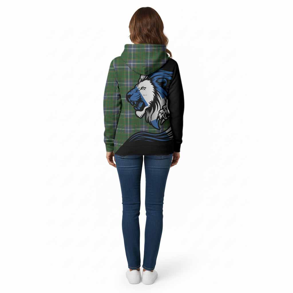 Pringle Tartan Crest Cotton Hoodie Scottish Golden Lions Wave Flow