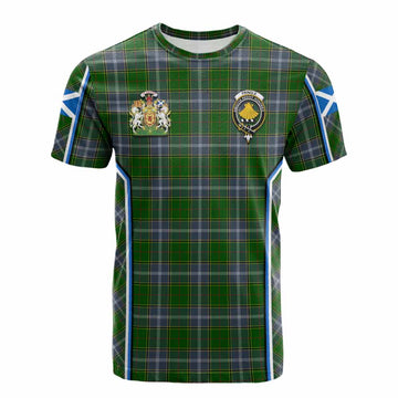 Pringle Tartan Crest Cotton T-shirt Scotland Coat of Arm Flag Style - Tartan Vibes Clothing