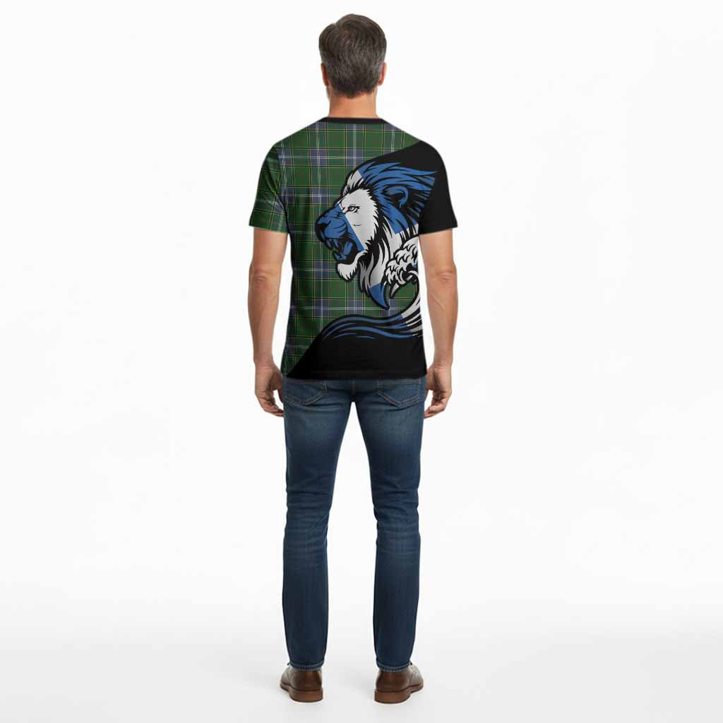 Pringle Tartan Crest Cotton T-shirt Scottish Golden Lions Wave Flow