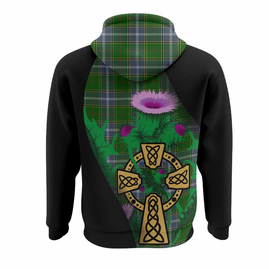 Pringle Tartan Crest Hoodie Celtic Cross Thistle Flowers