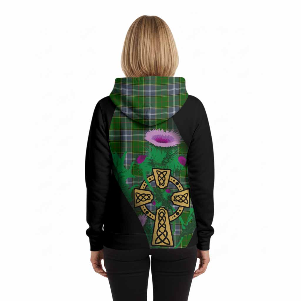 Pringle Tartan Crest Hoodie Celtic Cross Thistle Flowers