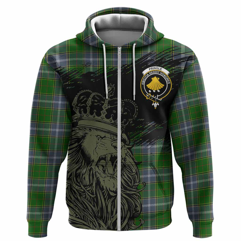 Pringle Tartan Crest Hoodie Crowned Lion Heritage Style