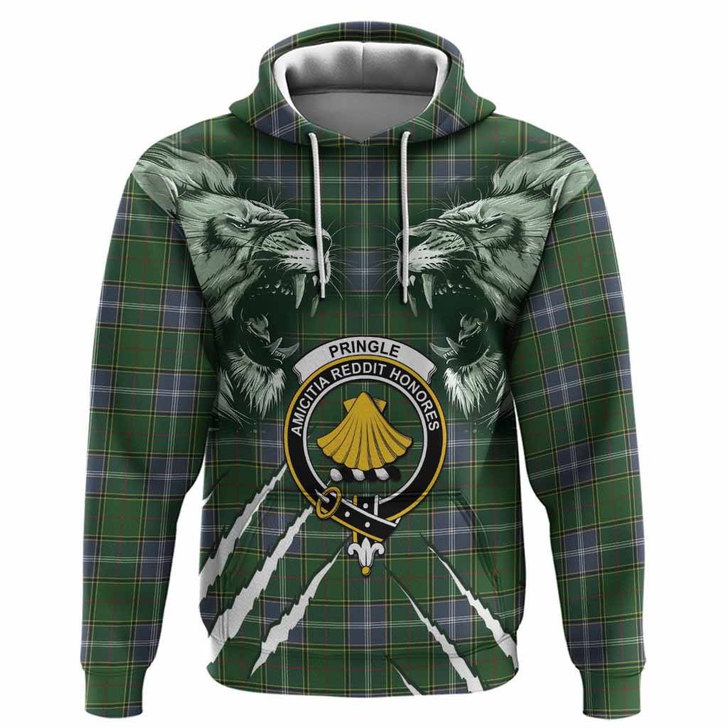 Pringle Tartan Crest Hoodie Ferocious Lion Style
