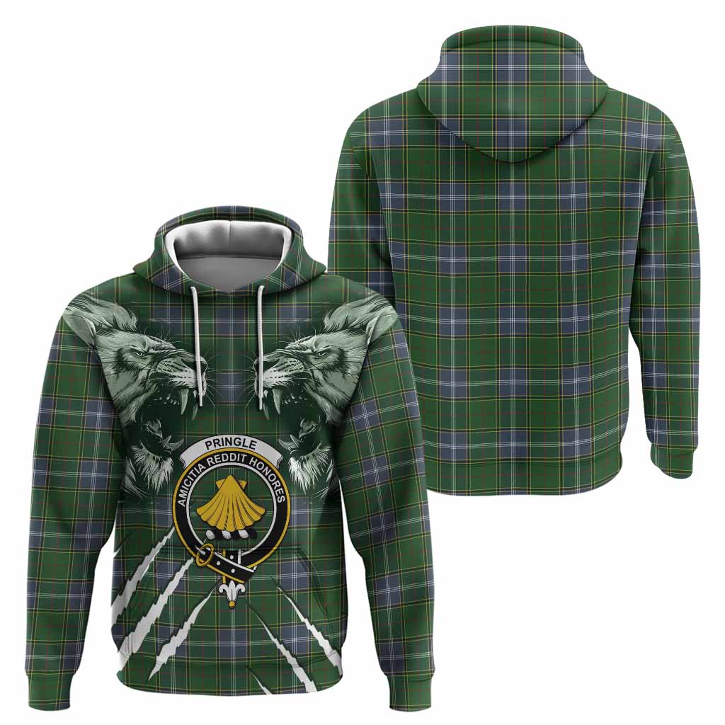 Pringle Tartan Crest Hoodie Ferocious Lion Style