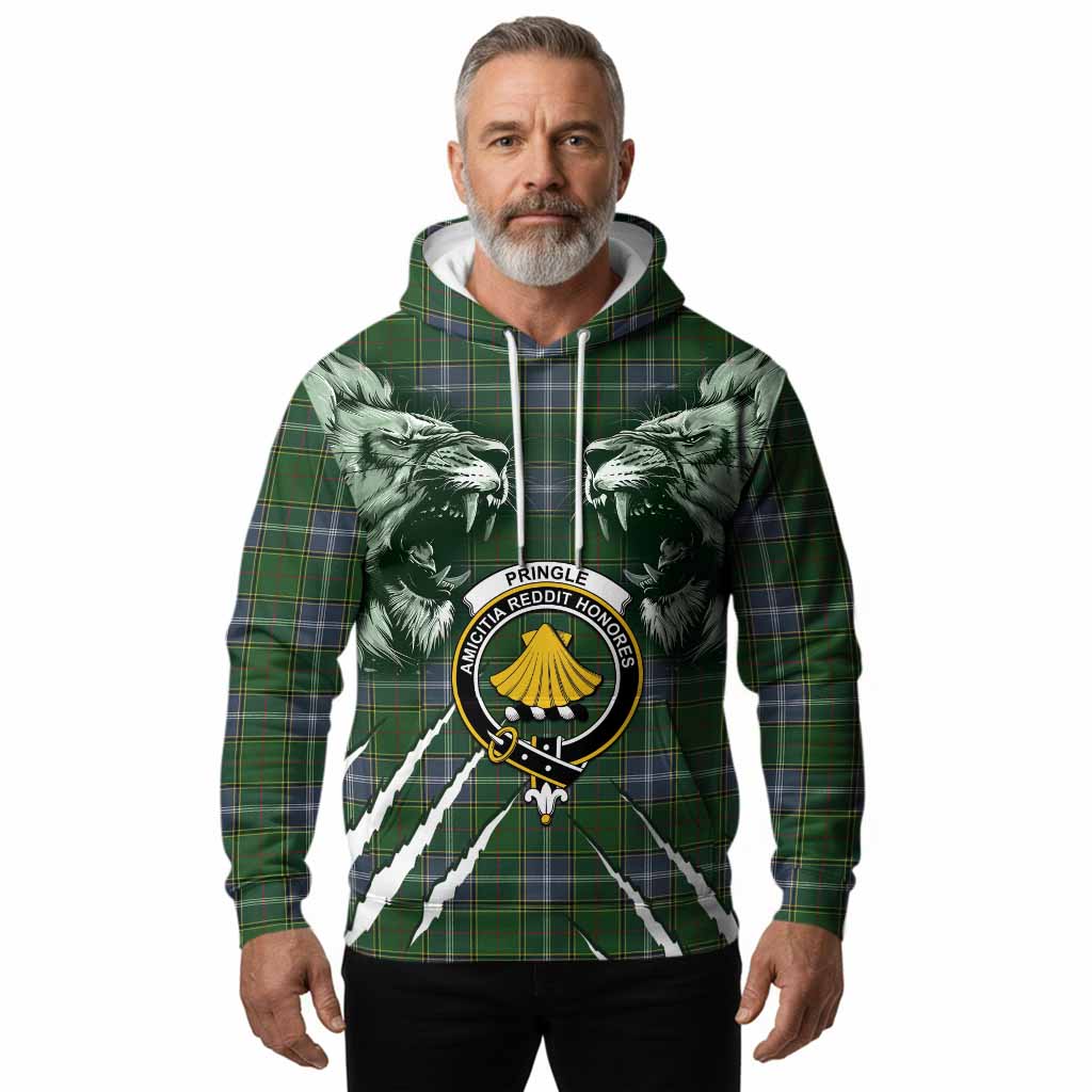 Pringle Tartan Crest Hoodie Ferocious Lion Style