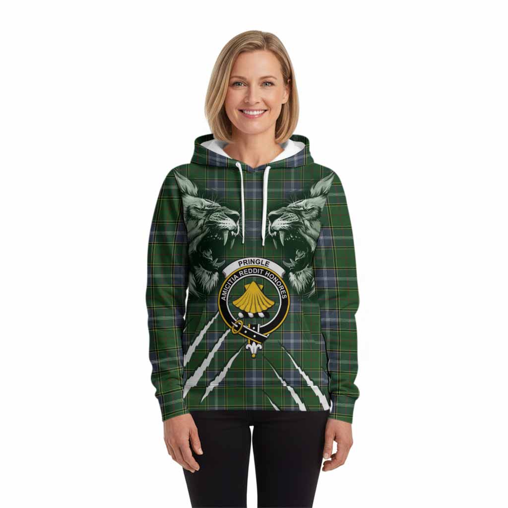 Pringle Tartan Crest Hoodie Ferocious Lion Style