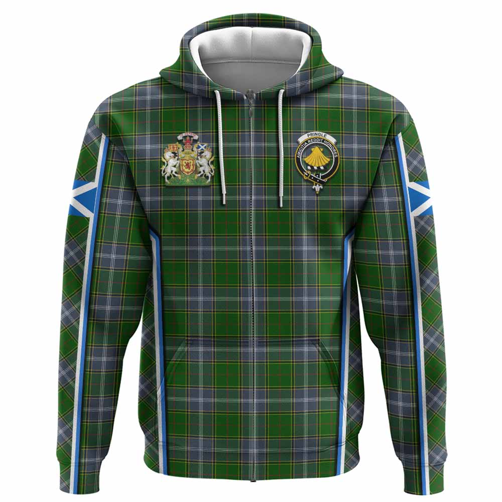 Pringle Tartan Crest Hoodie Scotland Coat of Arm Flag Style - Tartan Vibes Clothing