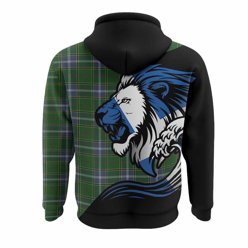Pringle Tartan Crest Hoodie Scottish Golden Lions Wave Flow