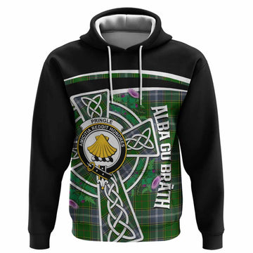 Pringle Tartan Crest Hoodie Scottish Thistle Celtic Cross Alba Gu Brath
