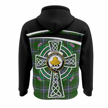 Pringle Tartan Crest Hoodie Scottish Thistle Celtic Cross Alba Gu Brath