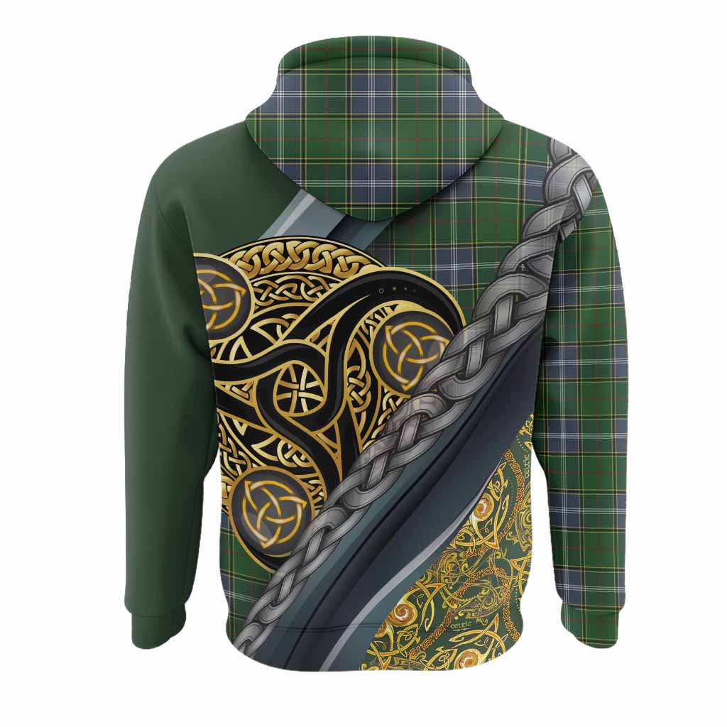 Pringle Tartan Crest Hoodie Scottish Triskele Celtic