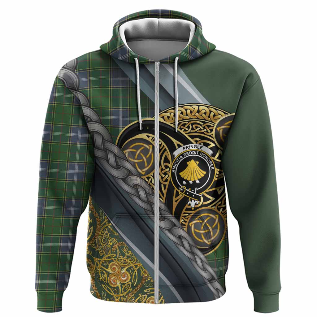 Pringle Tartan Crest Hoodie Scottish Triskele Celtic