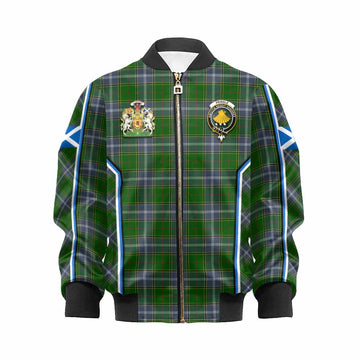 Pringle Tartan Crest Kid Bomber Jacket Scotland Coat of Arm Flag Style - Tartan Vibes Clothing