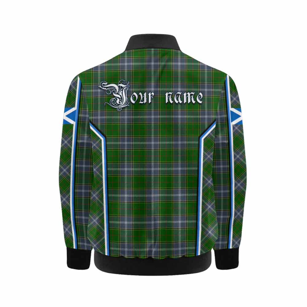 Pringle Tartan Crest Kid Bomber Jacket Scotland Coat of Arm Flag Style - Tartan Vibes Clothing