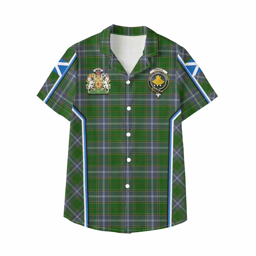 Pringle Tartan Crest Kid Hawaiian Shirt Scotland Coat of Arm Flag Style - Tartan Vibes Clothing