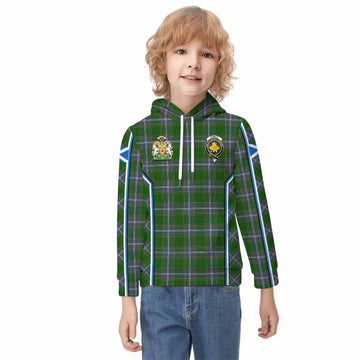 Pringle Tartan Crest Kid Hoodie Scotland Coat of Arm Flag Style - Tartan Vibes Clothing