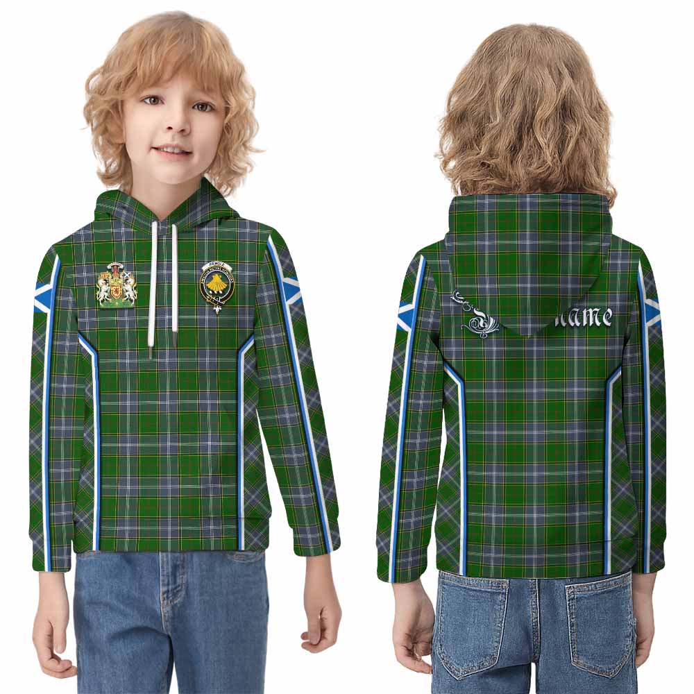 Pringle Tartan Crest Kid Hoodie Scotland Coat of Arm Flag Style - Tartan Vibes Clothing