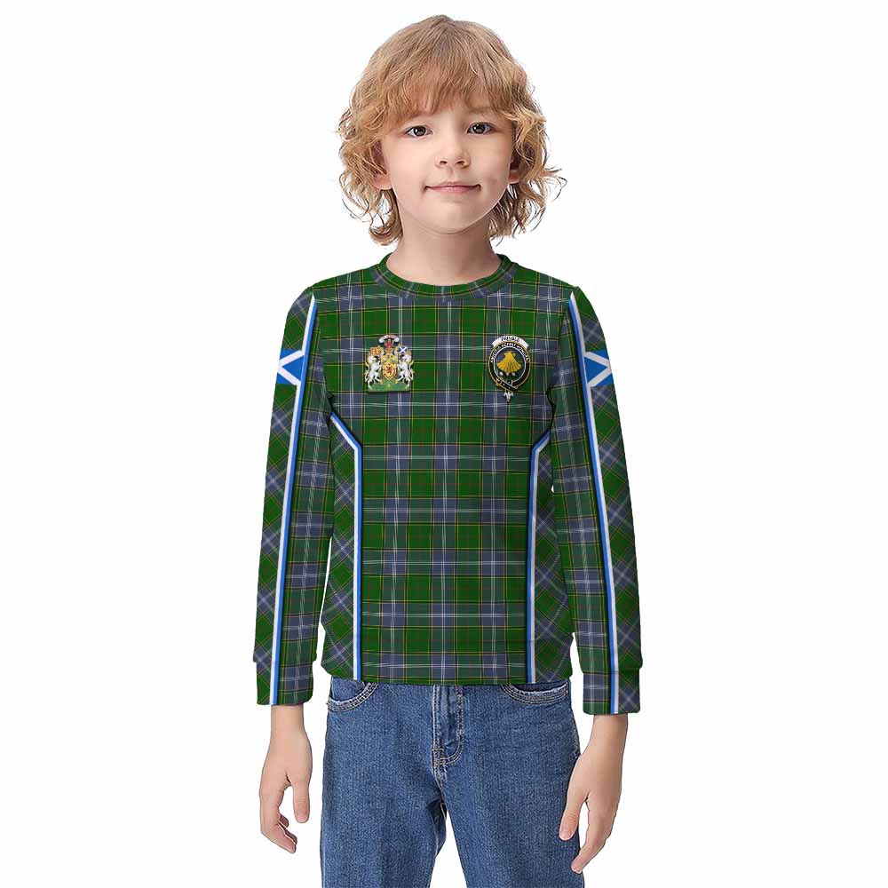 Pringle Tartan Crest Kid Knitted Sweatshirt Scotland Coat of Arm Flag Style - Tartan Vibes Clothing