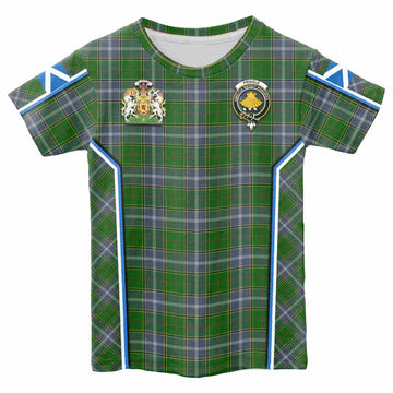 Pringle Tartan Crest Kid T-shirt Scotland Coat of Arm Flag Style - Tartan Vibes Clothing
