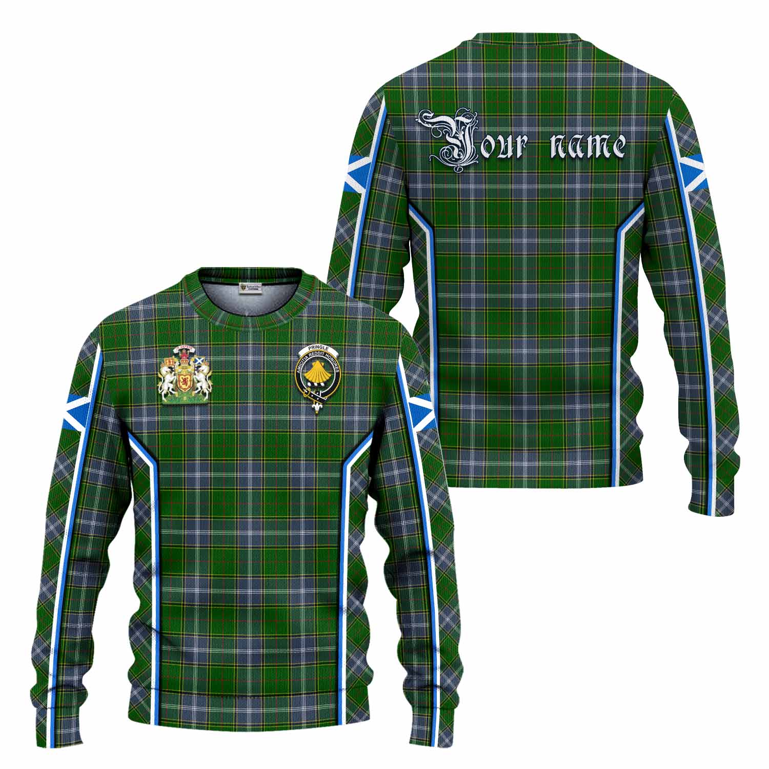 Pringle Tartan Crest Knitted Sweater Scotland Coat of Arm Flag Style - Tartan Vibes Clothing
