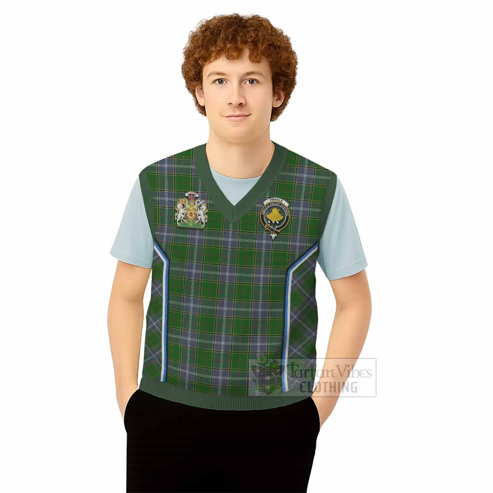 Pringle Tartan Crest Knitted V-Neck Vest Scotland Coat of Arm Flag Style - Tartan Vibes Clothing
