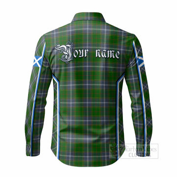 Pringle Tartan Crest Long Sleeve Button Shirts Scotland Coat of Arm Flag Style