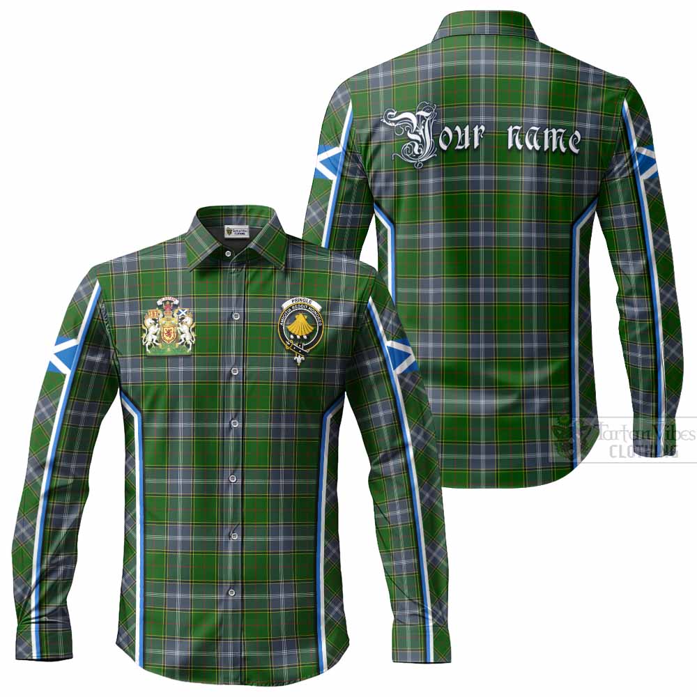 Pringle Tartan Crest Long Sleeve Button Shirts Scotland Coat of Arm Flag Style - Tartan Vibes Clothing