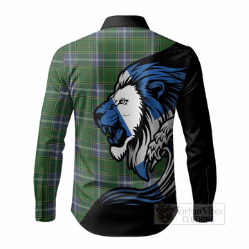 Pringle Tartan Crest Long Sleeve Button Shirts Scottish Golden Lions Wave Flow