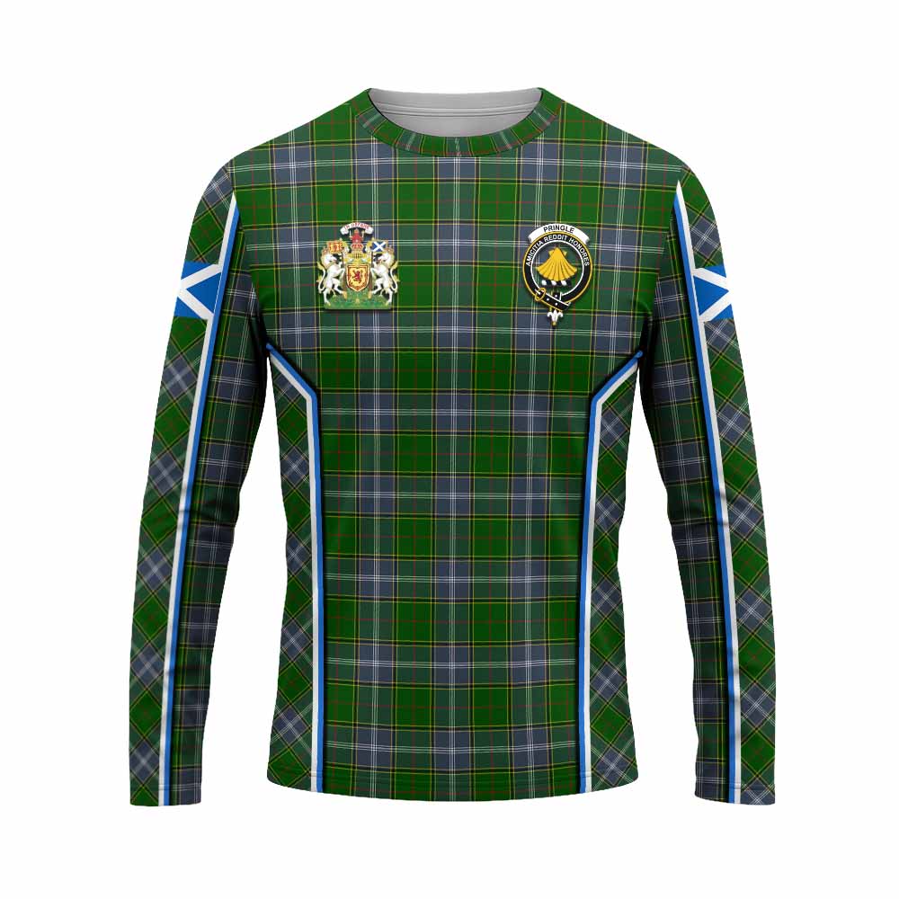 Pringle Tartan Crest Long Sleeve T-Shirt Scotland Coat of Arm Flag Style - Tartan Vibes Clothing