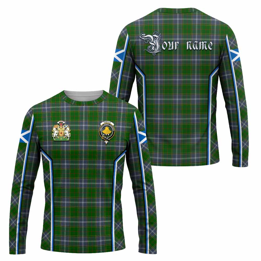 Pringle Tartan Crest Long Sleeve T-Shirt Scotland Coat of Arm Flag Style - Tartan Vibes Clothing