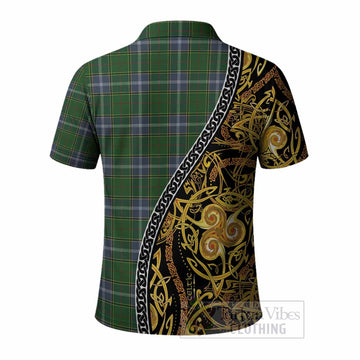 Pringle Tartan Crest Polo Shirt Celtic Knot and Triple Trickle Spiral Symbols