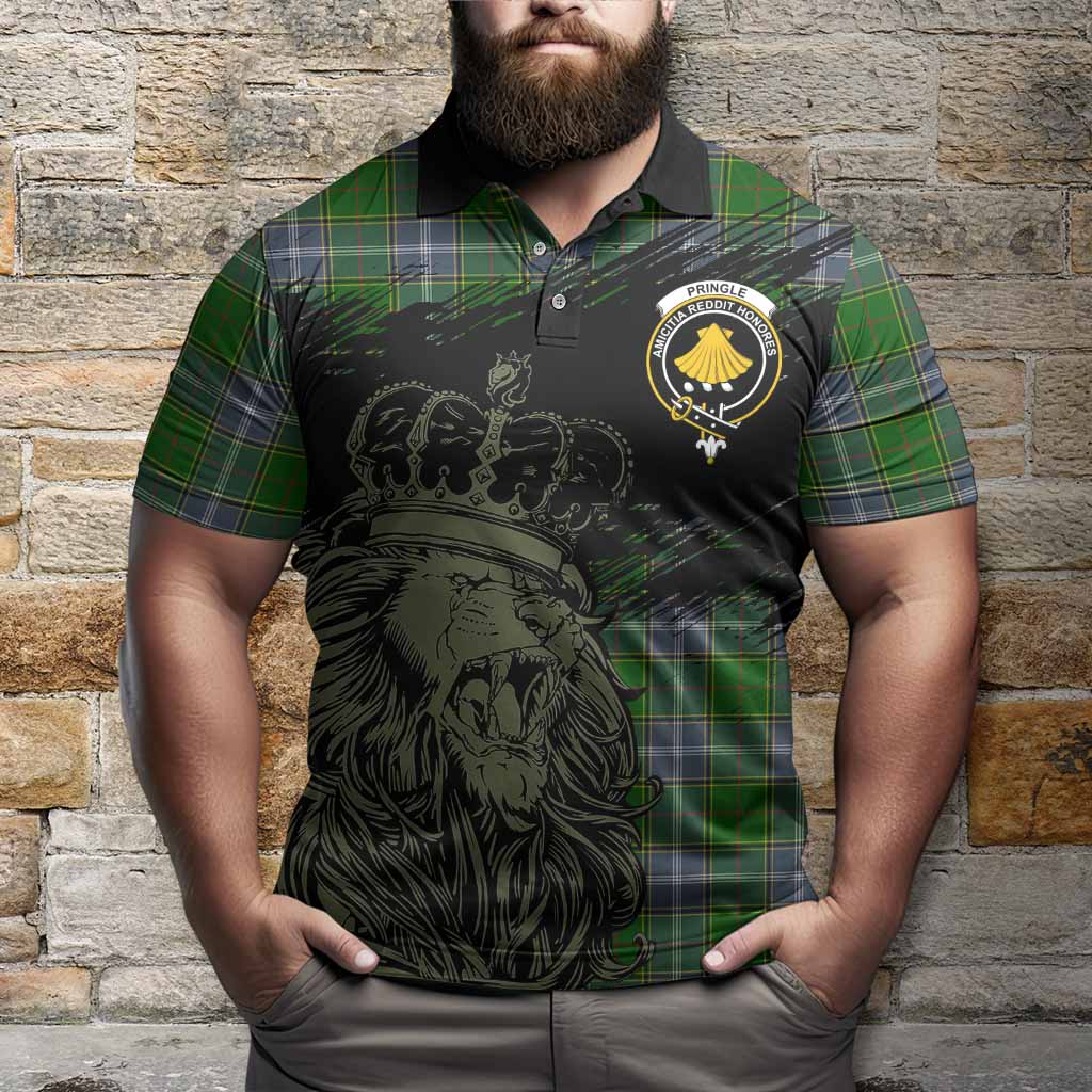 Pringle Tartan Crest Polo Shirt Crowned Lion Heritage Style