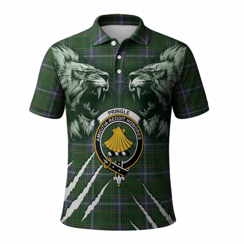 Pringle Tartan Crest Polo Shirt Ferocious Lion Style