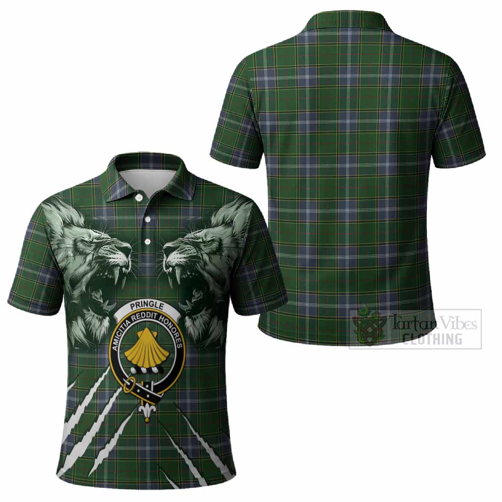 Pringle Tartan Crest Polo Shirt Ferocious Lion Style