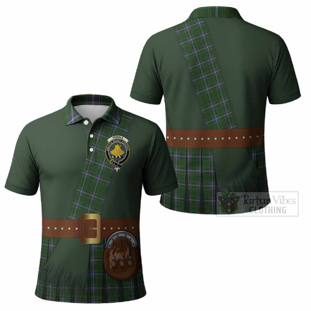 Pringle Tartan Crest Polo Shirt Kilt Costume Style