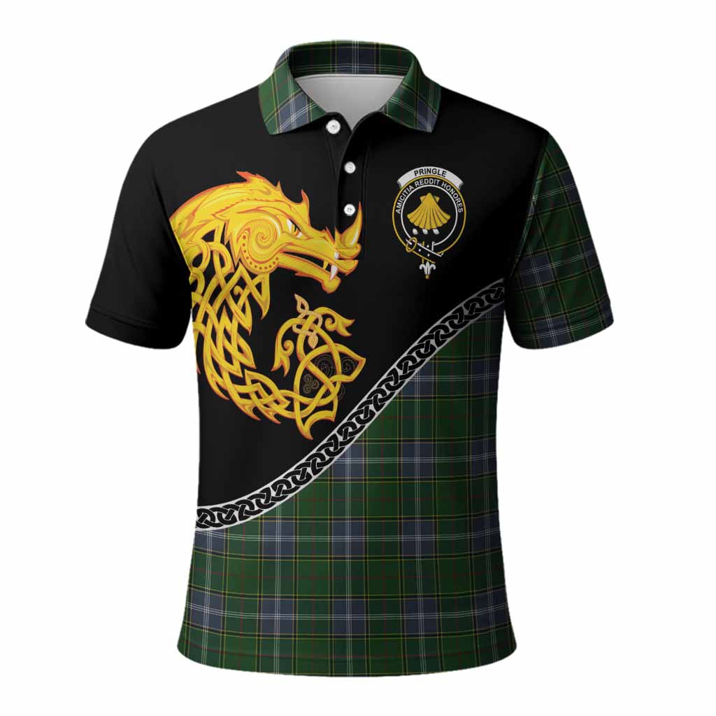 Pringle Tartan Crest Polo Shirt Legendary Dragon Knot Half Style