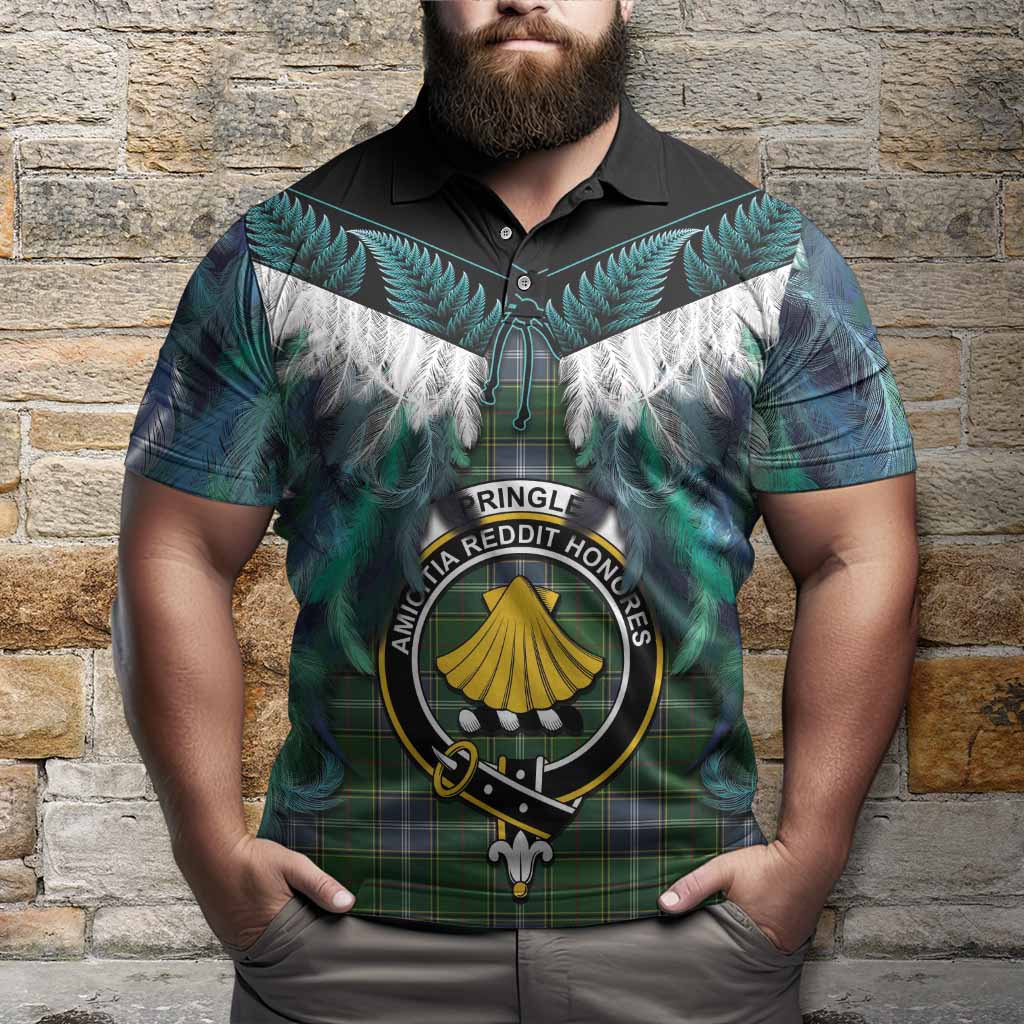 Pringle Tartan Crest Polo Shirt New Zealand Maori Korowai Cloak