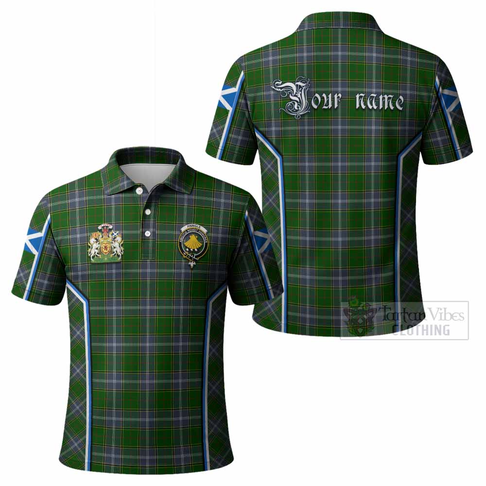 Pringle Tartan Crest Polo Shirt Scotland Coat of Arm Flag Style - Tartan Vibes Clothing