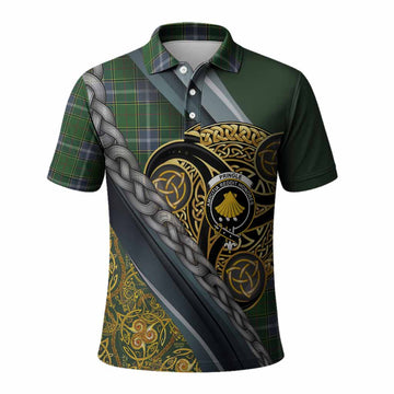 Pringle Tartan Crest Polo Shirt Scottish Triskele Celtic