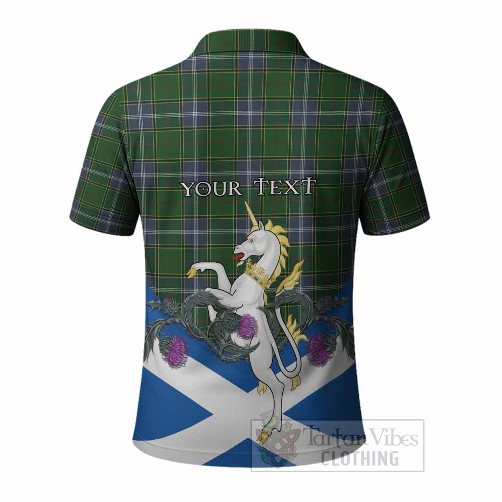 Pringle Tartan Crest Polo Shirt Scottish Unicorn With Thistle - Tartan Vibes Clothing