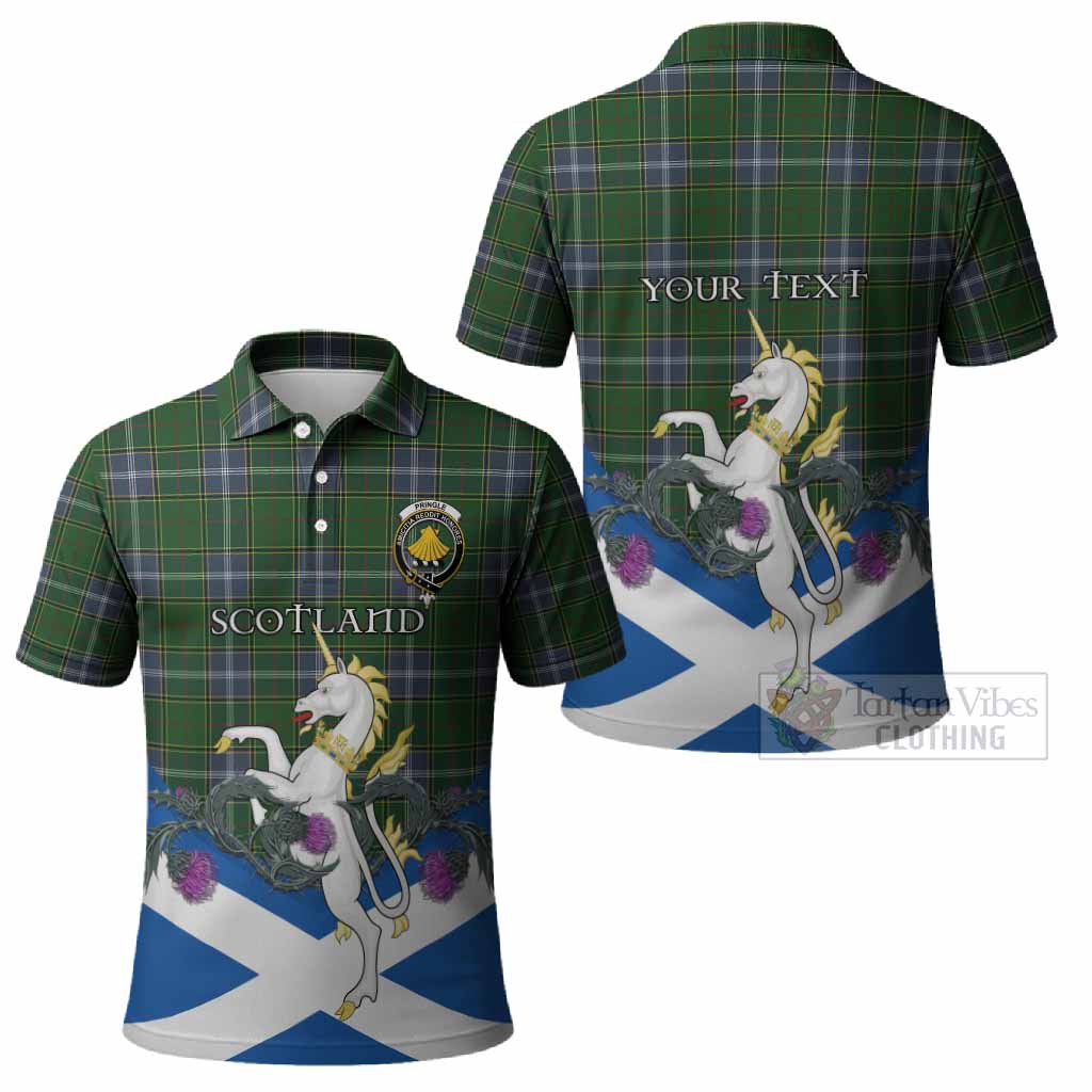 Pringle Tartan Crest Polo Shirt Scottish Unicorn With Thistle - Tartan Vibes Clothing