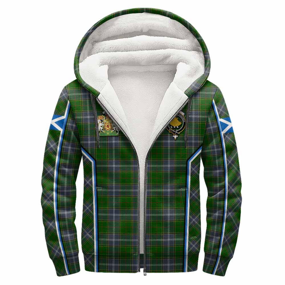 Pringle Tartan Crest Sherpa Hoodie Scotland Coat of Arm Flag Style - Tartan Vibes Clothing