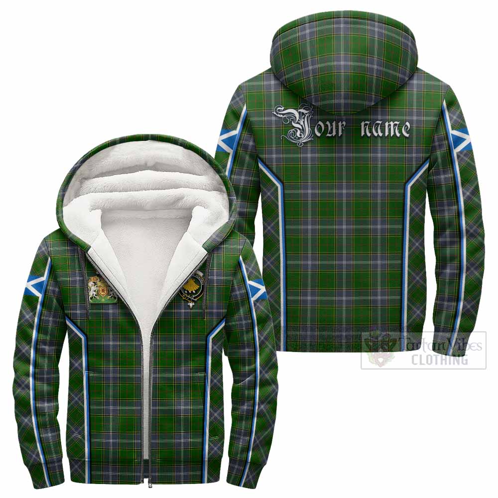 Pringle Tartan Crest Sherpa Hoodie Scotland Coat of Arm Flag Style - Tartan Vibes Clothing