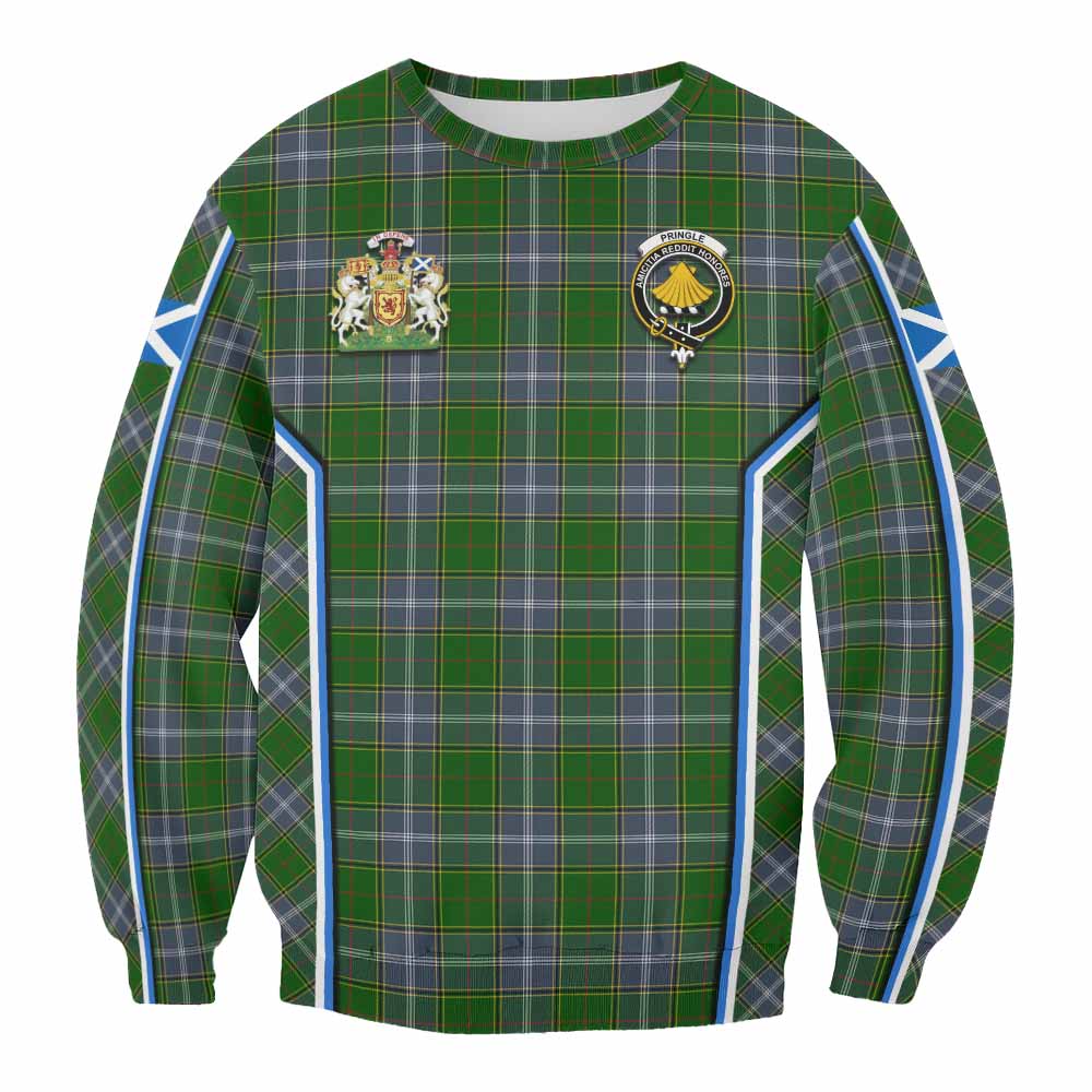 Pringle Tartan Crest Sweatshirt Scotland Coat of Arm Flag Style - Tartan Vibes Clothing