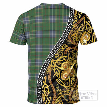 Pringle Tartan Crest T-Shirt Celtic Knot and Triple Trickle Spiral Symbols