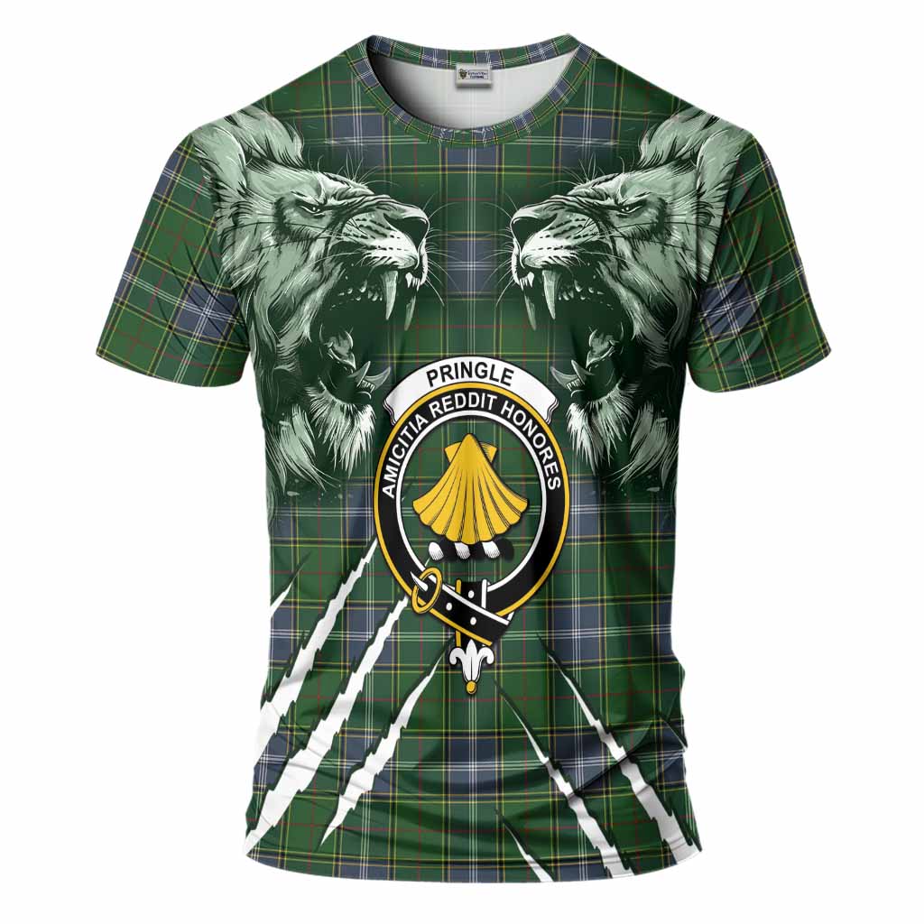 Pringle Tartan Crest T-Shirt Ferocious Lion Style