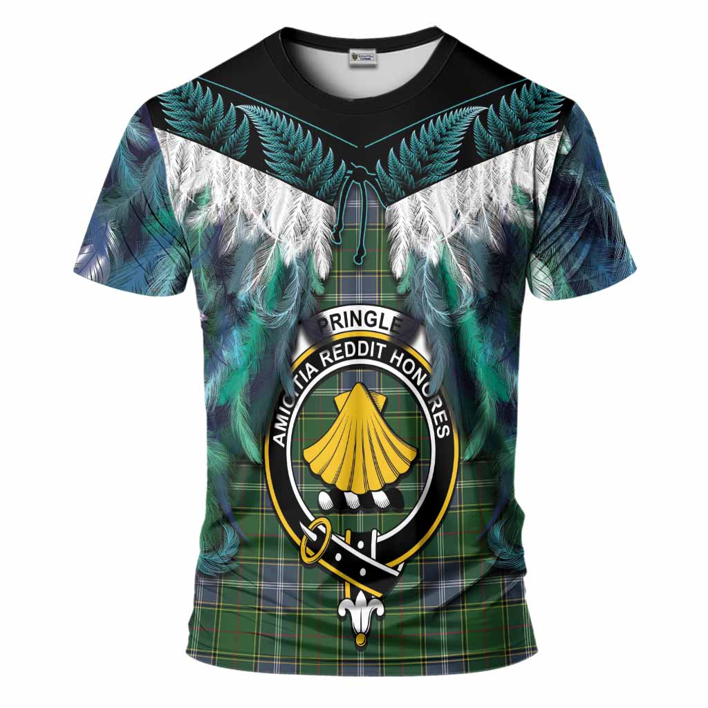Pringle Tartan Crest T-Shirt New Zealand Maori Korowai Cloak