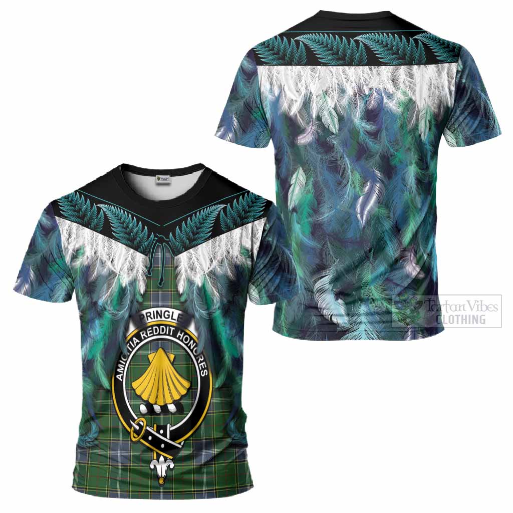 Pringle Tartan Crest T-Shirt New Zealand Maori Korowai Cloak