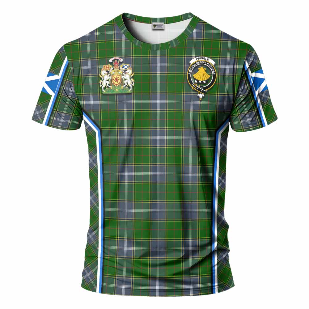 Pringle Tartan Crest T-shirt Scotland Coat of Arm Flag Style - Tartan Vibes Clothing
